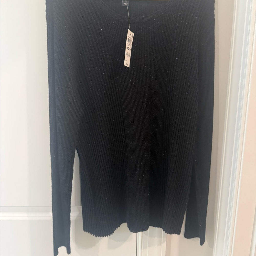 Alfani Black Sparkle Crew Neck Sweater